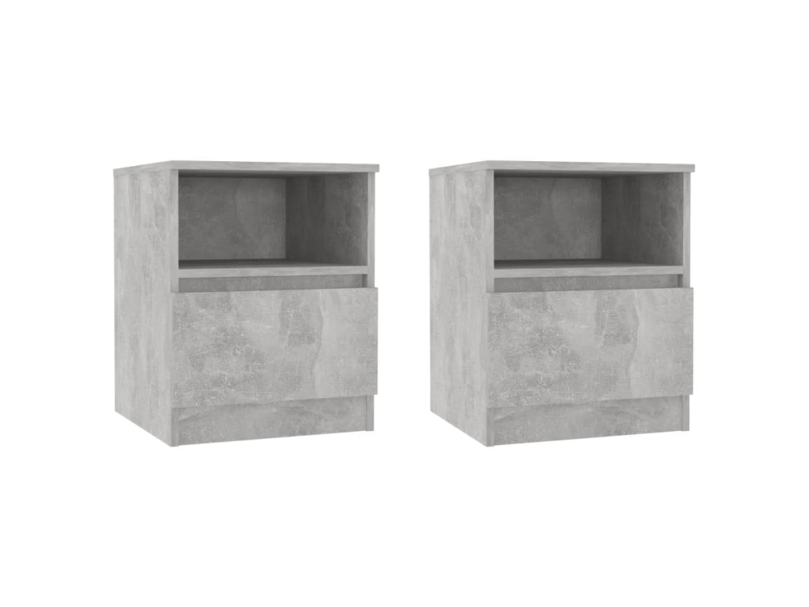 Conjunto de Mesa Cabeceira 2 Peças Derivado da Madeira Cinza Cimento MAISON EXCLUSIVE