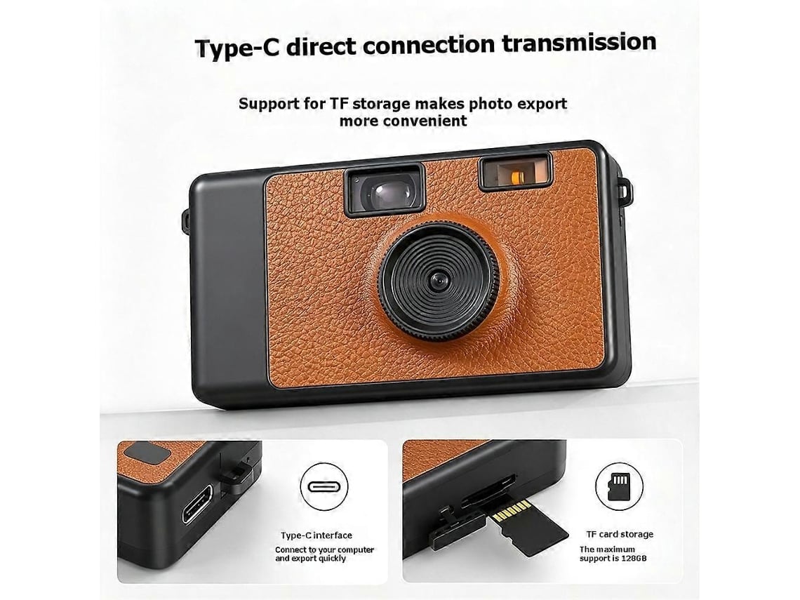 Câmara Digital Retro Compacta 8mp Com Flash Led E 3 Filtros