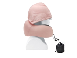 Travesseiro de viagem com capuz de espuma viscoelástica rosa Slowmoose: suporte confortável para uso no avião, carro, trem e escritório