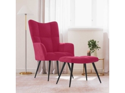 Vidaxl Cadeira De Descanso Com Banco Veludo Vermelho Tinto