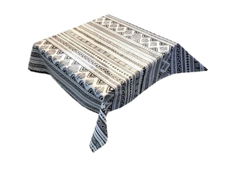 Toalha de mesa oleada impressa a metro listras étnicas pretas e brancas 43225-1 · 100 x 140 cm EXMA