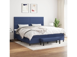 Vidaxl Cama com Molas/colchão 200x200 Cm Tecido Azul