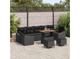 Vidaxl Conjunto De Sofá De Jardim 10 Unid. Preto Vime Pe