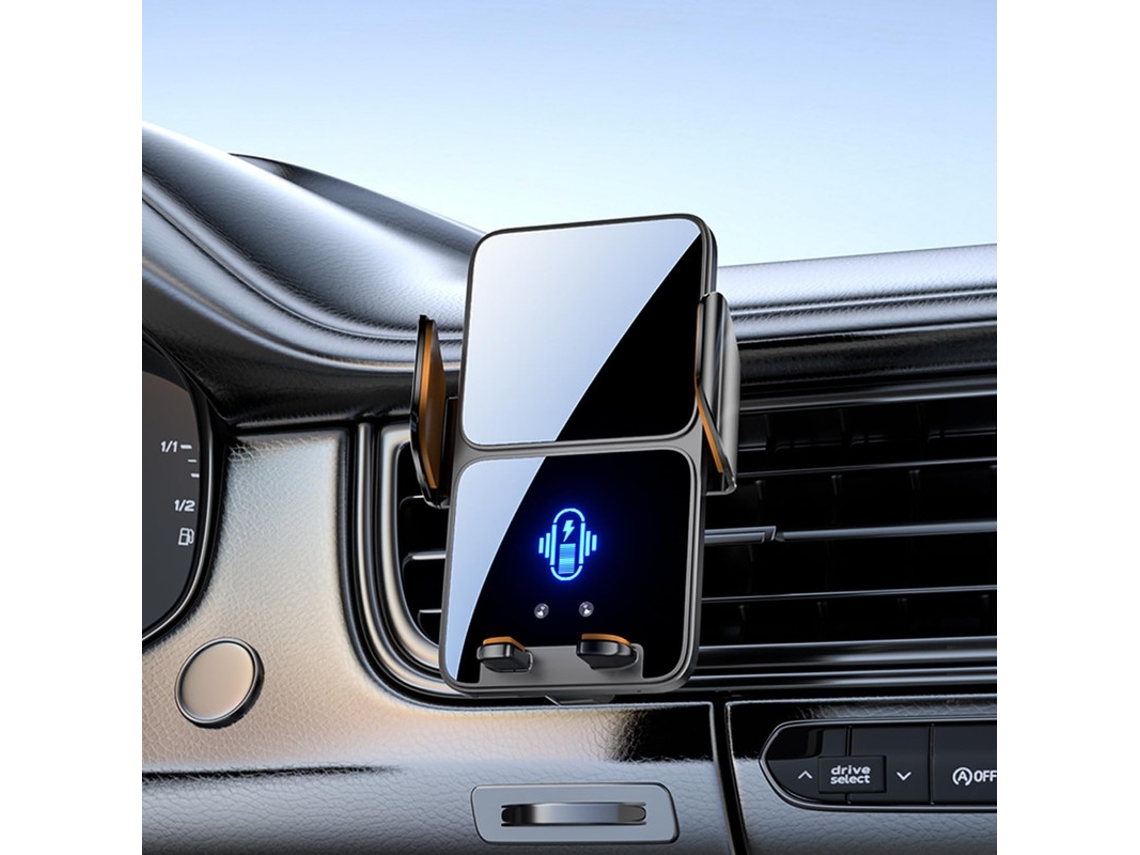 Carregador Sem Fio Veicular De 15 W Com Suporte Para Celular E Presilha Automática Para Iphone E Android (preto)