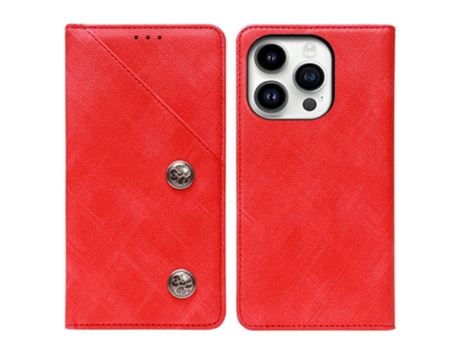 Capa Para Iphone 15 Idewei Pele Sintética Magnética Com Porta-cartões Vermelho