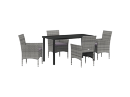 Conjunto 5 De Jantar Jardim Vidaxl Cinza Rattan Pe