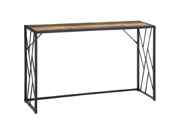 Mesa De Console Para Hall De Entrada Em Estilo Industrial, Móvel Vintage Em Aço E Madeira, 120x35x75cm, Marrom