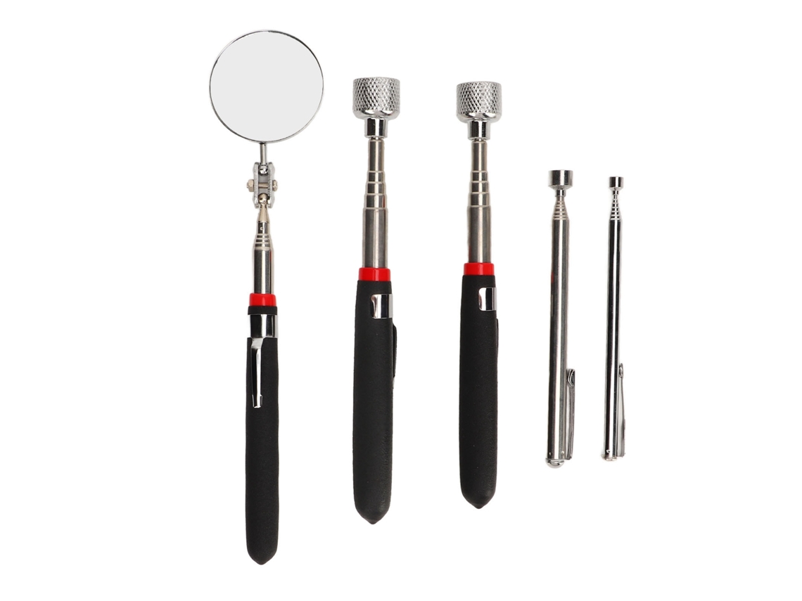 Set De 5 Ferramentas De Coleta Magnética Telescópicas 15lb-1.5lb E Espelho De Inspeção Redondo