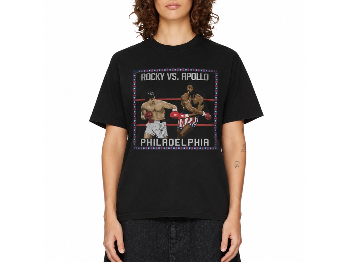 Rockinstone Rocky Movie Super Fight Black Adult T-shirt Size:xl