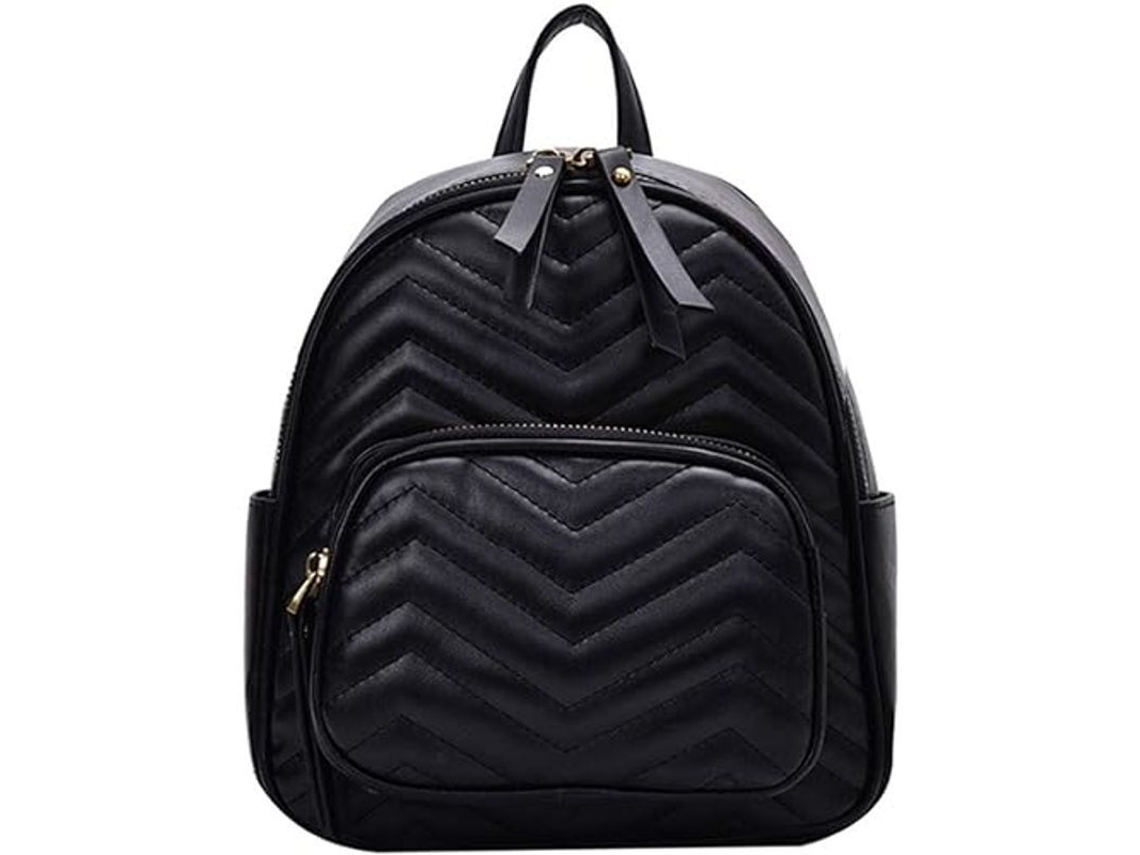 Mini mochila S/MARCA 2026 para mulher, pequena, acolchoada, de couro falso, preta