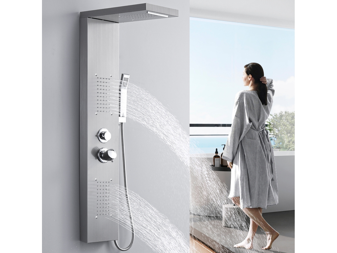 Coluna De Duche Com Hidromassagem, Painel De Duche Multifuncional Em Aço Inoxidável