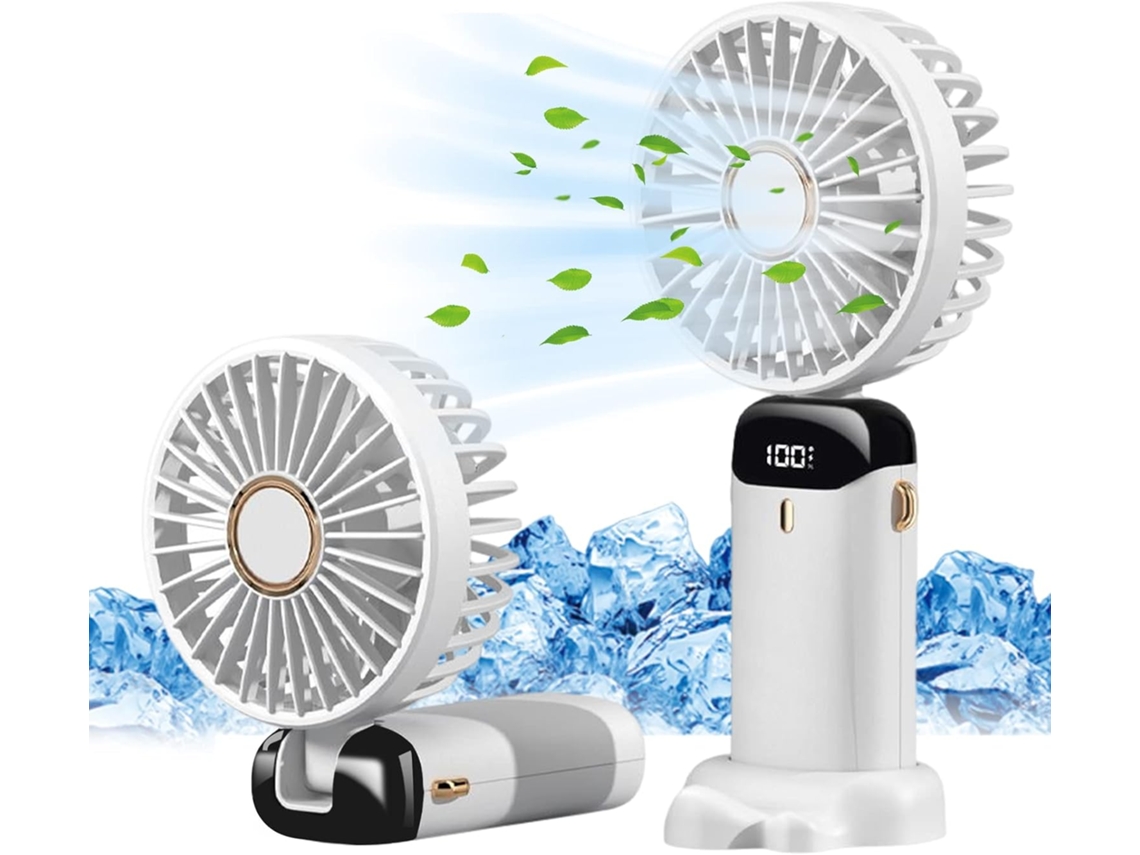 Ventilador De Mão, Ventilador Portátil Recarregável Usb, 6 Velocidades, Mini Ventilador Alimentado Por Bateria Slowmoose (branco)