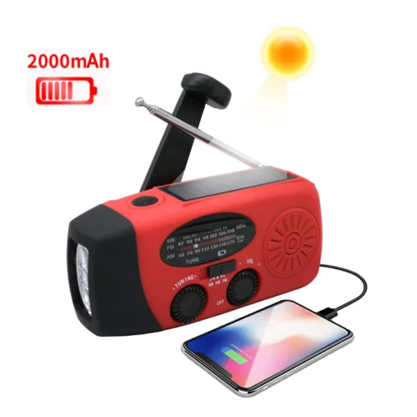 Bateria Externa 2000mah, Células Solares, Lanterna Vermelha AQUAFORGE