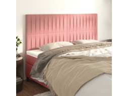 Cabecero de terciopelo de 4 piezas 90x5x78/88 cm rosa