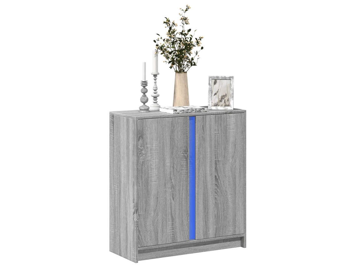 Aparador con luces LED en madera gris Sonoma