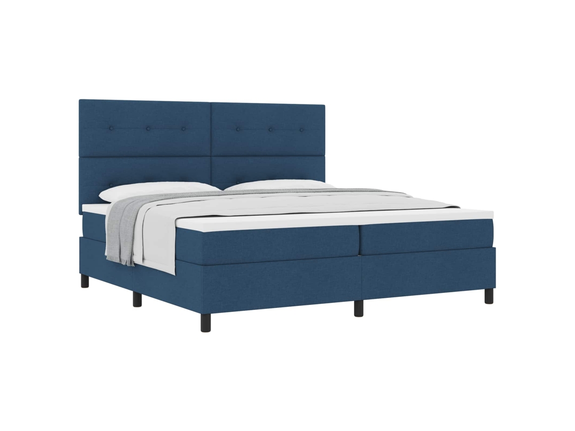 Cama Box com Colchão e Cabeceira Azul 200x200cm Tecido MAISON EXCLUSIVE