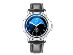 Reloj Clásico Empresarial De Cuarzo Con Correa De Cuero Para Hombre (correa Oscura Dial Negro)