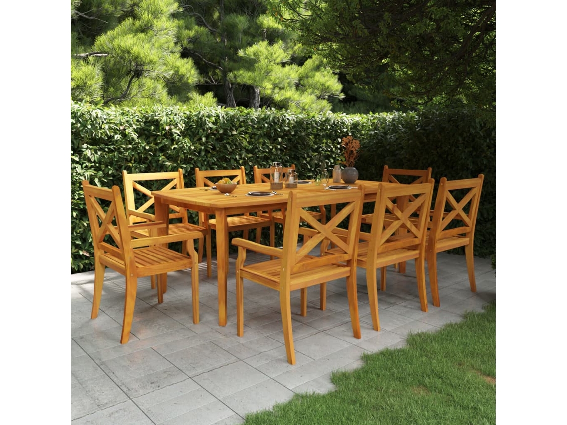 Vidaxl 9 Pcs Conjunto De Jantar Para Jardim Madeira De Acácia Maciça