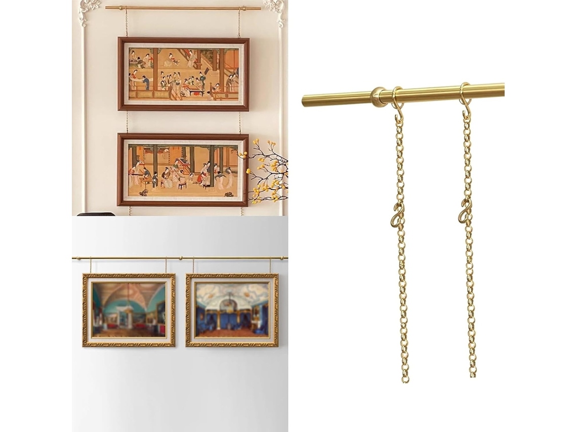 Kit De Trilho Para Pendurar Quadros E Obras Arte Na Parede, Trilho De Latão Para Galeria Com Suporte, Haste Para