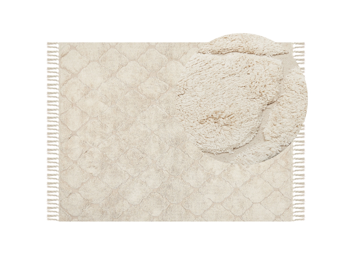Tapete de estilo boho BELIANI Silchar de Algodão Creme 160x230