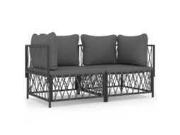 Conjunto 2 lounge de jardim com almofadões VIDAXL aço antracite