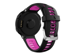 Bracelete Silicone Liberação Rápida 22Mm com Fivela Prateada para Garmin Forerunner 235/230/620/630/220/735/735Xt Preto/Rosa
