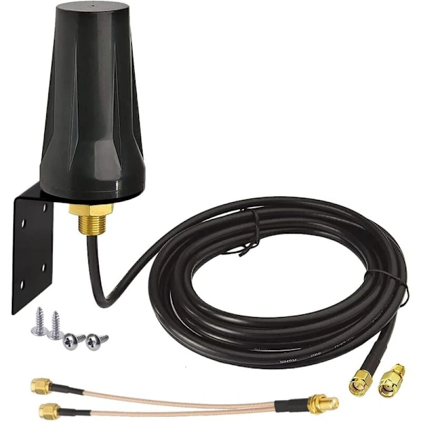 Antena 4g Externa Sma Macho 5dbi À Prova Dágua Com Suporte Fixo E Cabo Separador Sma F Duplo Sma M. Compatível Com 3g, 4g, Gsm, L Aquaforge