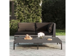 Vidaxl Sofá De Jardim Com Almofadões Semicircular Vime Pe