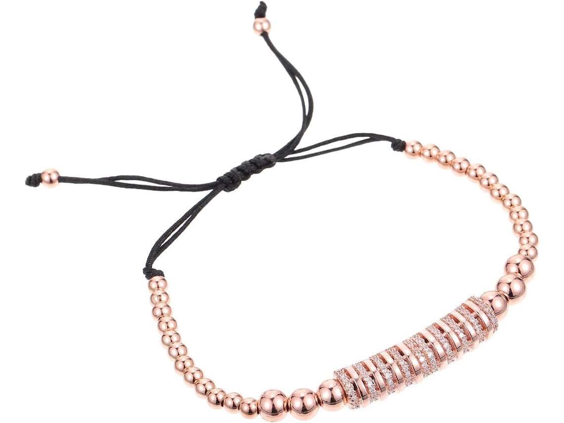 Pulseira Encantadora De Cobre Com Contas Tubulares Curvas, Acabamento Delicado E Estilo Único, Para