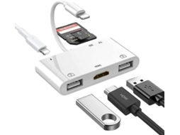 Adaptador Lightning Hub Para Ipad, Conversor Av Digital 6 Em 1 Lightning Para Hdmi, Leitor De Cartão Tf E Sd, Adaptador De Câmera