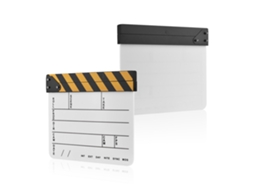 Pizarra De Cine Acrílico Borrable Con Palillo Amarillo/negro, Clapboard Para Películas Y Tv, Escena De Acción, Blanco