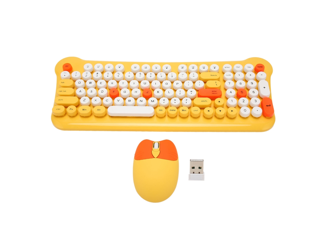 Combo De Teclado E Mouse Sem Fio Amarelo