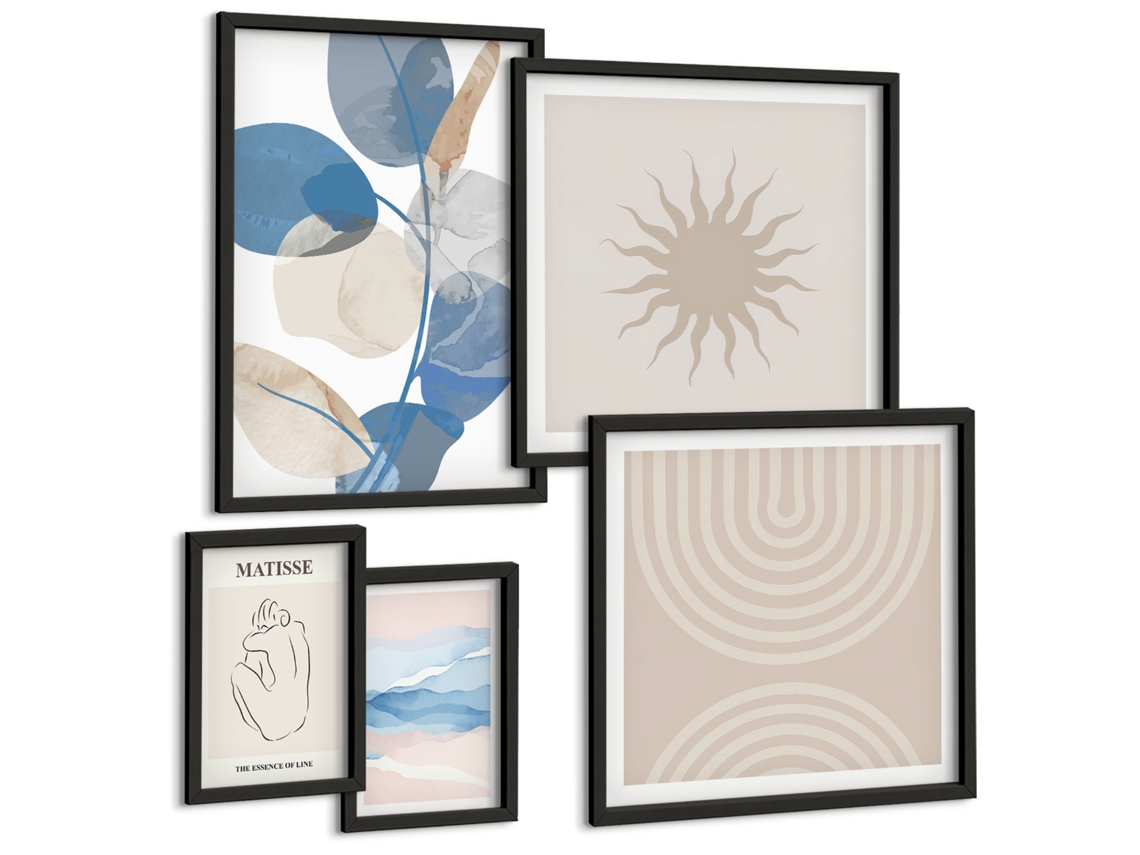 Conjunto De Pinturas Plantas Abstratas Estilosas Espelharte (5 Peças)