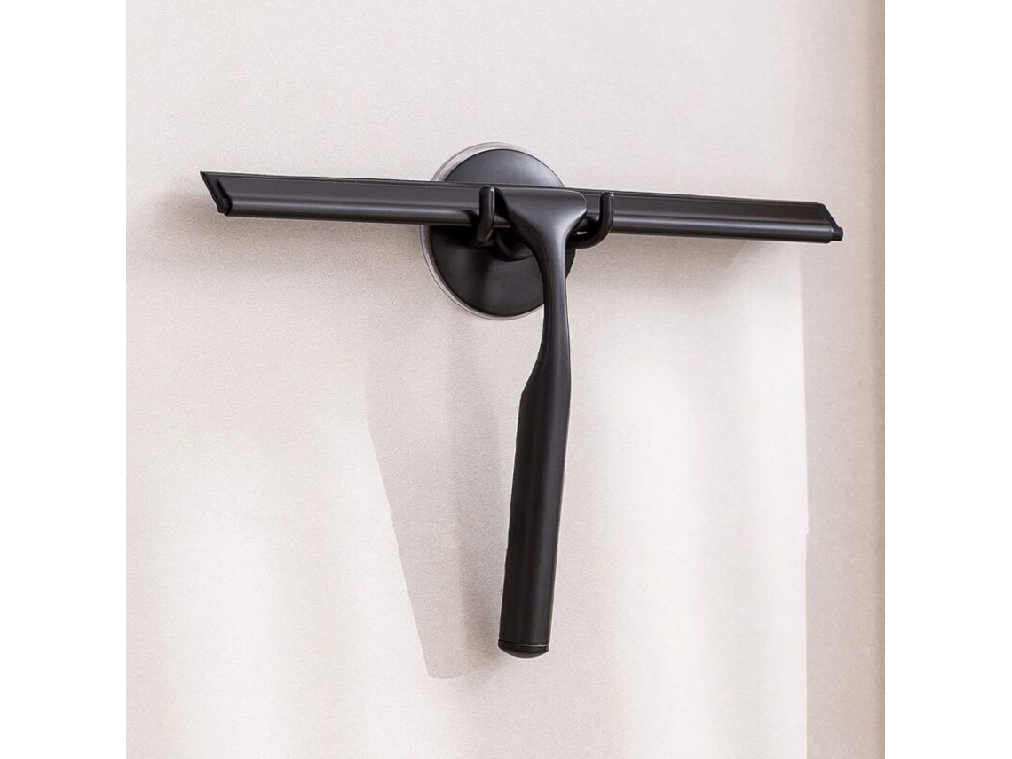 Raspador De Chuveiro Em Aço Inoxidável Com Gancho De Ventosa Forte Para Casa De Banho, Cozinha, Espelho, Carro, Janela E Vidro, 25 Cm, Preto