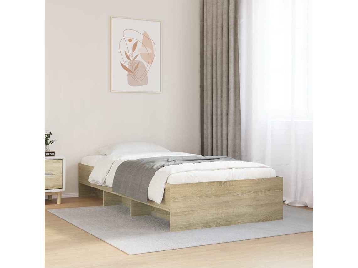 Vidaxl Estrutura Cama S/ Colchão Derivados De Madeira Carvalho Sonoma