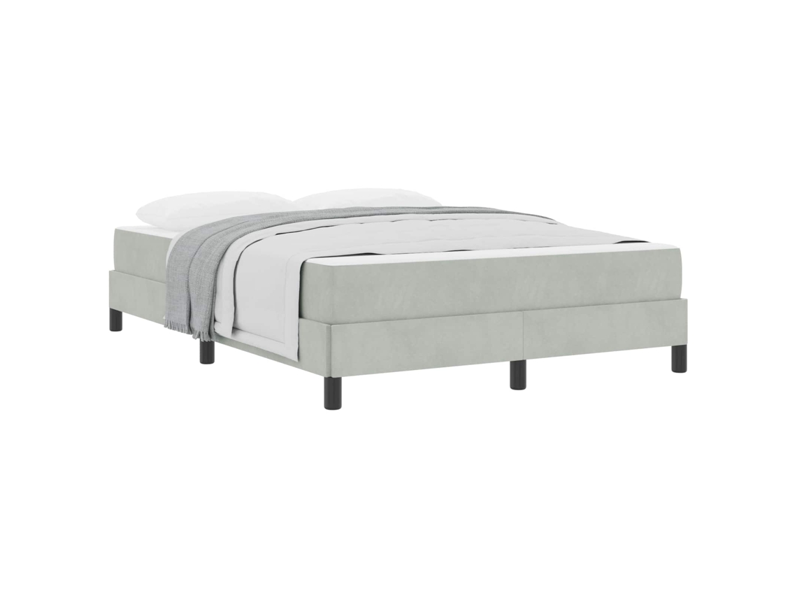 Cama Box com Colchão Cinzento Claro 160x200 cm Tecido MAISON EXCLUSIVE