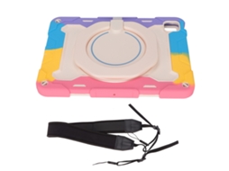 Raum-capa Para Tablet Ios 11 Polegadas 3 Camadas Anti-impacto Fina Com Suporte Giratório 360 E Correia De Ombro Rosa
