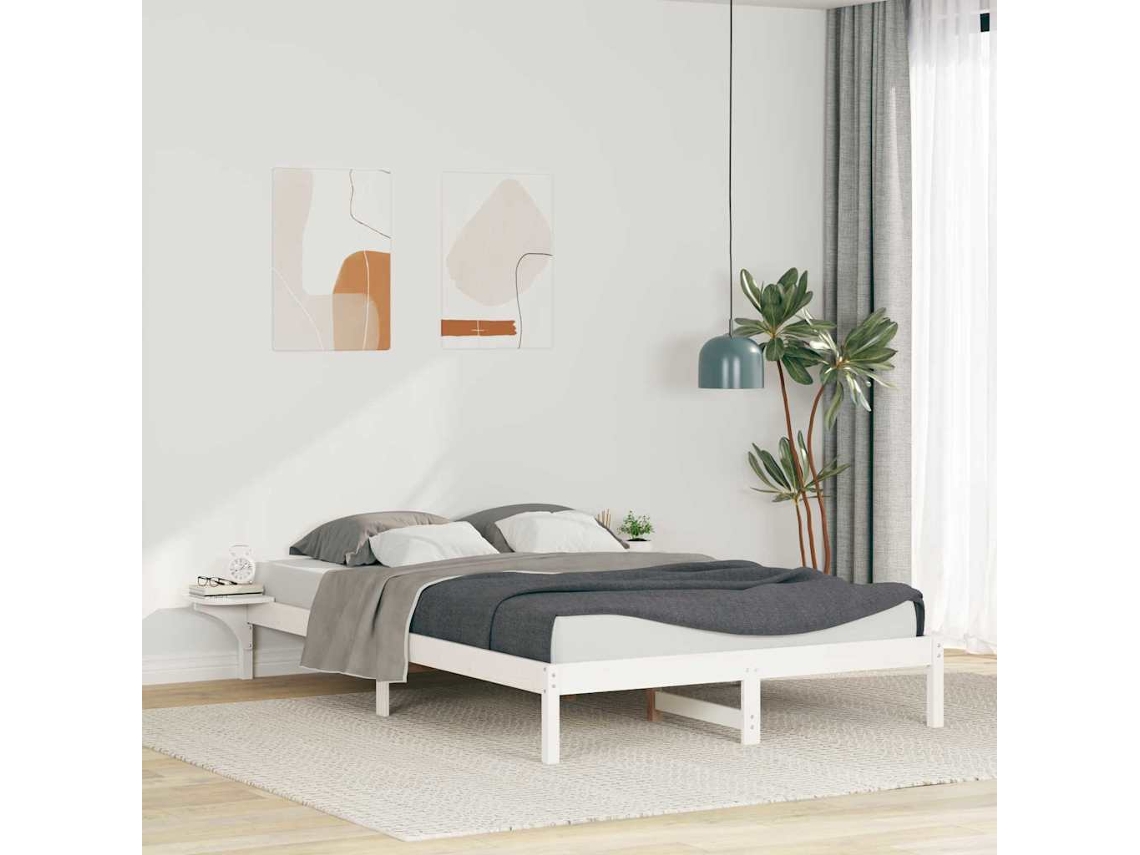 Vidaxl Cama Com Mesas Laterais Branco 160 X 220 Cm