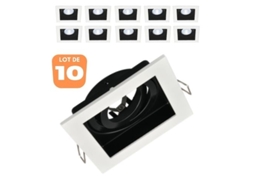 Conjunto de 10 Beta R4 Quadrado Branco/Preto Spot Suporta Mr16 Gu10/Gu5.3 BRAYTRON