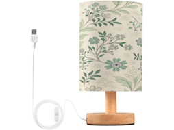 Abajur De Cabeceira Com Estampa Flores E Folhas, Luminária De Cabeceira Led, Luminária De Leitura Com Portas Usb E