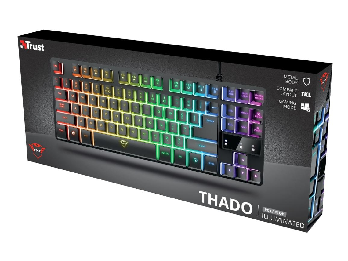 Teclado Gaming com Fios TRUST- Thado GXT833 (Teclado Usb ES - Preto/ Cinzento)