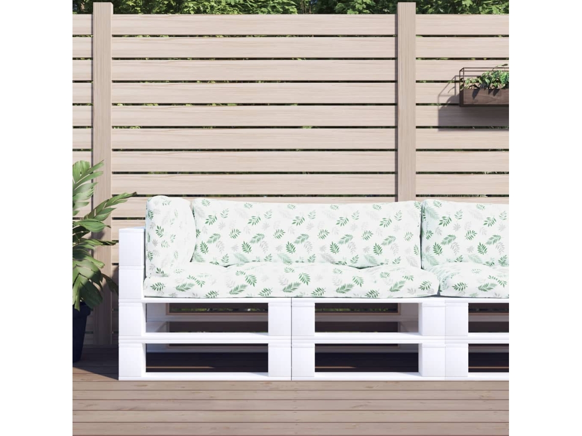Vidaxl Almofadões P/ Móveis Paletes 3 Pcs Tecido Oxford Padrão Folhas