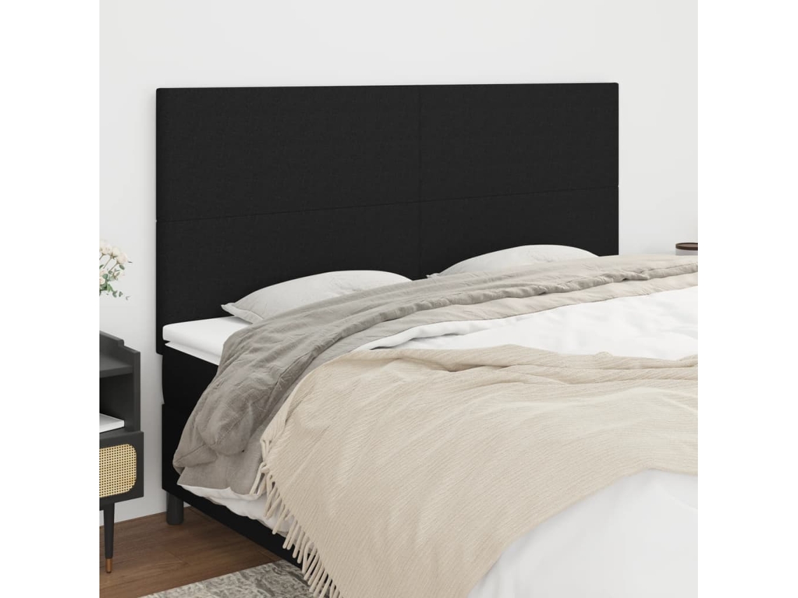 Vidaxl Cabeceira Preta 160x5x118/128 Cm Tecido
