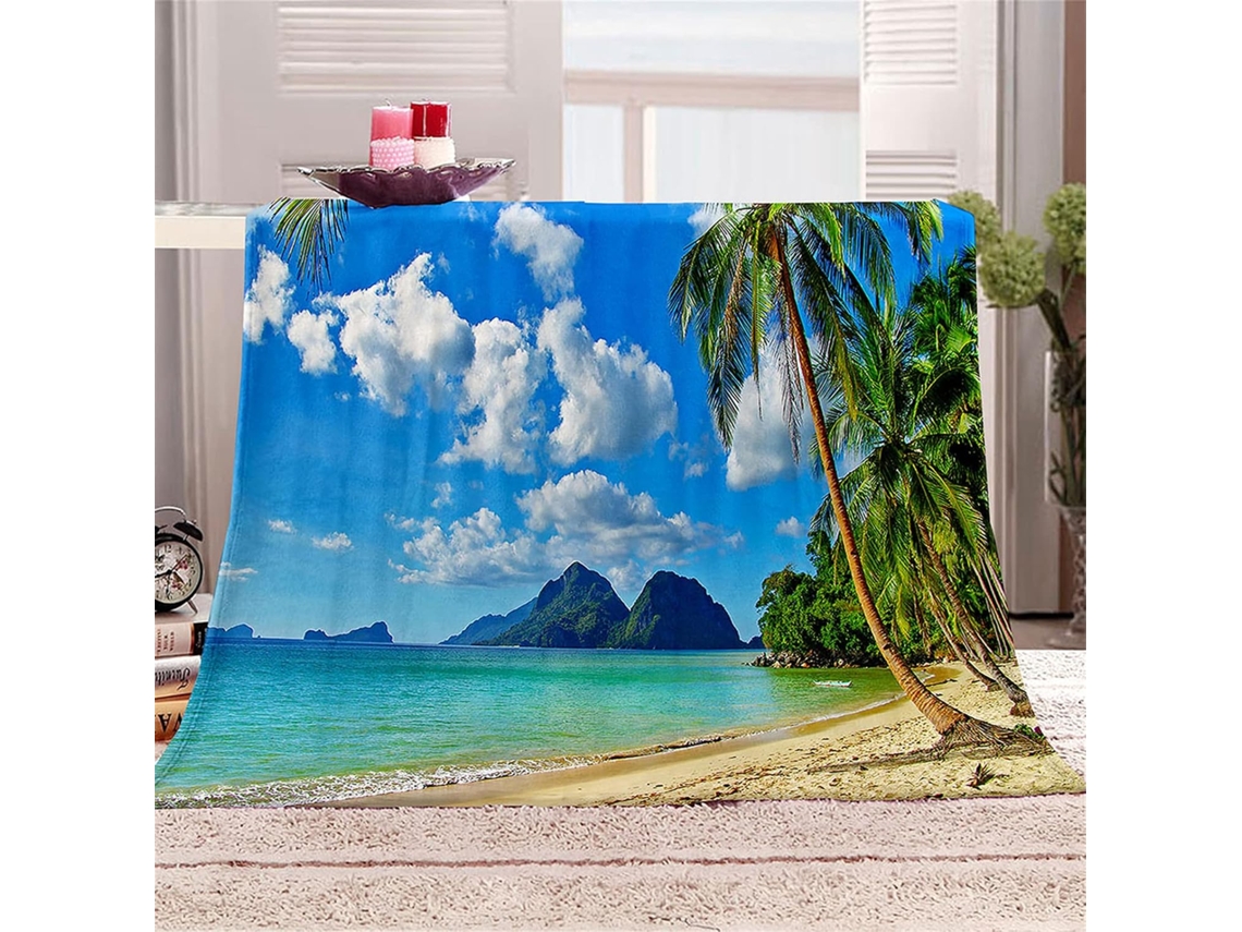 Manta de Flanela Fansu Estampa Praia Inverno Quente Macia e Fofa em Microfibra Ideal para Cama Ou Sofá Adequad