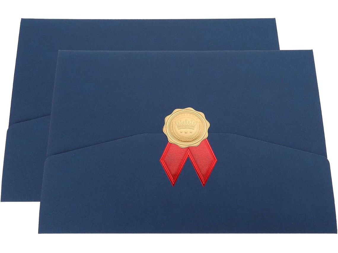 Tripla Camada para Diploma, Azul Escuro, 2 Peças, Camada Protetora de Papel, Porta-Documentos e Certificados, Adequado para