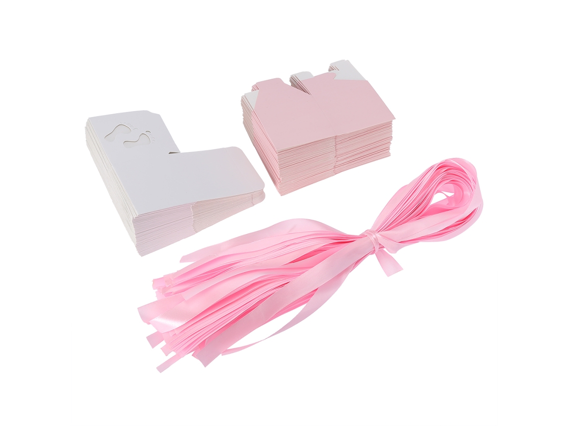 Caixas de Papel para Doces com Pegada de Bebê Rosa para Casamento e Chá de Bebê com MARCA