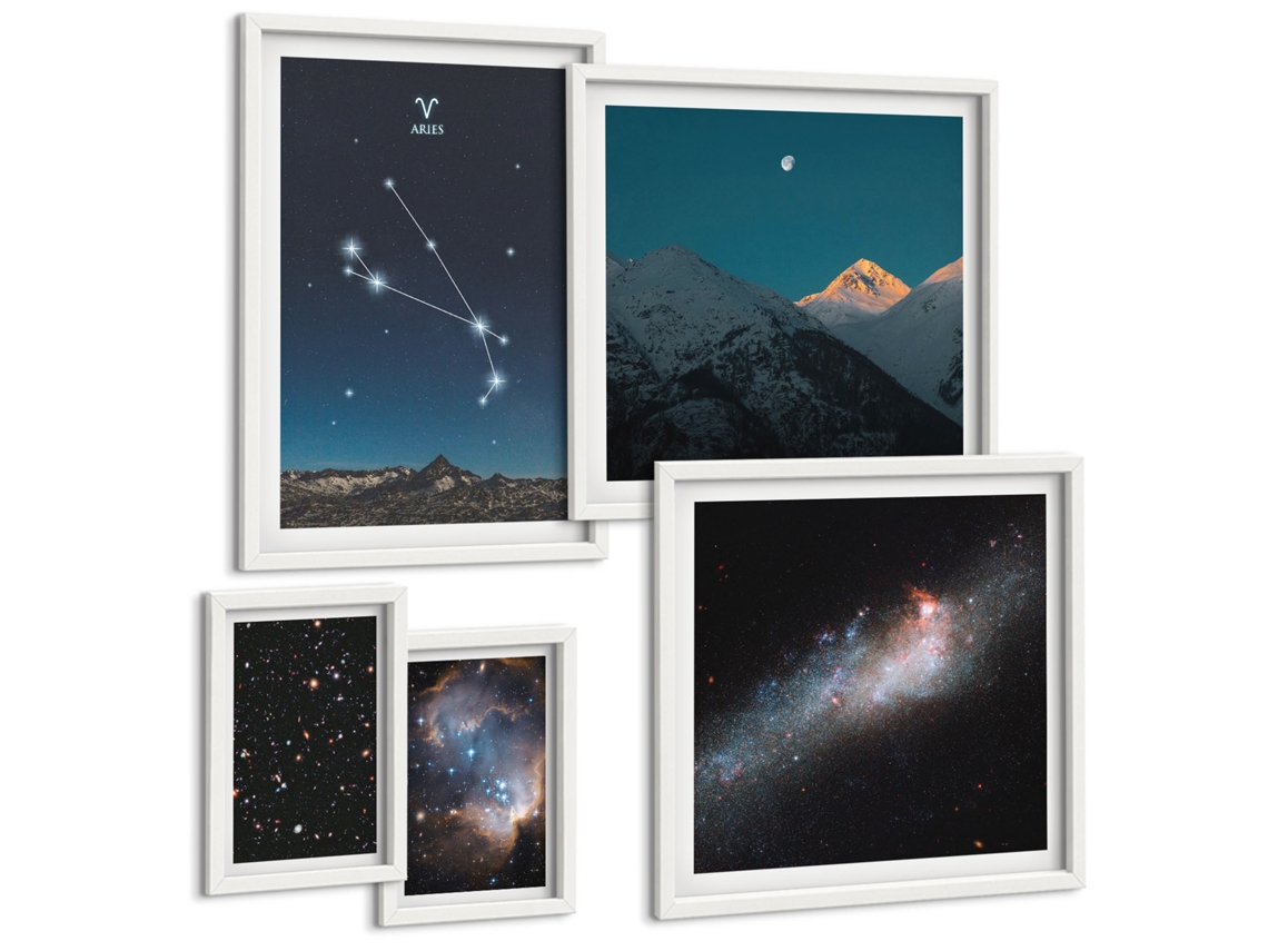 Conjunto De Pinturas Vistas Espaciais De Galáxias Espelharte (5 Peças)