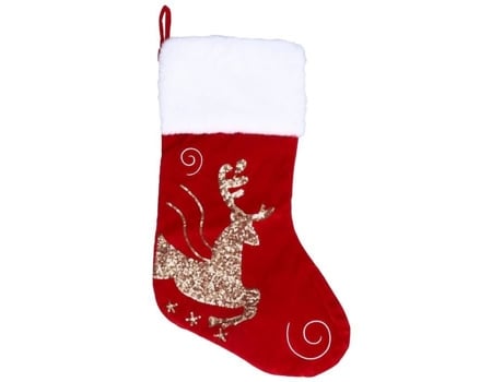 Meia De Natal Dioche Decoração De Festa Poliéster 46 Cm Interior