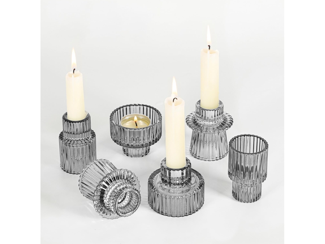 Conjunto de Portadores de Velas de Vidro, 6 Pcs, 2 em 1 ZYBLSSBB