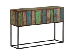 Vidaxl Mesa Consola 110x30x75 Cm Madeira Recuperada Maciça E Ferro
